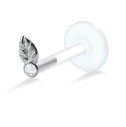 Stone Set Leaf Shaped Labrets Push-in LA-751